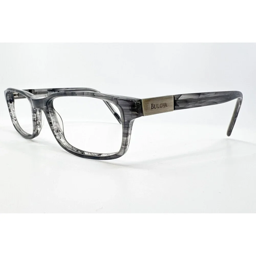 Bulova Eyeglass Frames Mens Grey Montego Bay Marble Rectangular 54-18-140